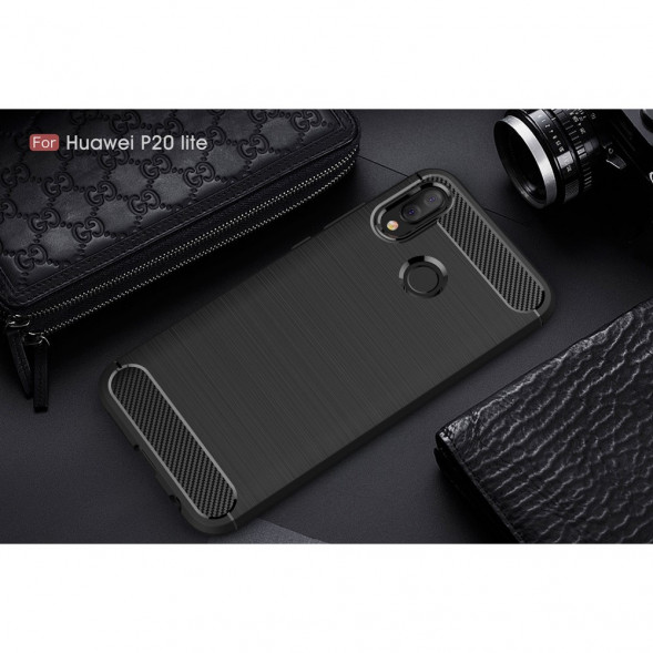 Чехол Carbon Fibre для Huawei P20 Lite, nova 3e (черный)