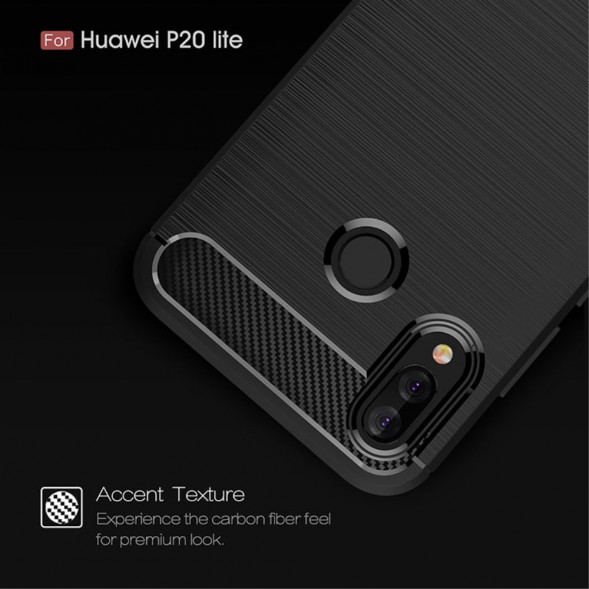 Чехол Carbon Fibre для Huawei P20 Lite, nova 3e (черный)