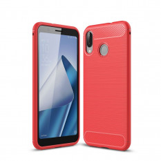 Чехол накладка Carbon Fibre для Asus ZenFone Max M1 ZB555KL (красный)