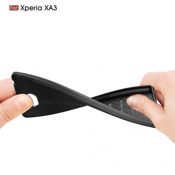 Чехол-накладка Litchi Grain для Sony Xperia XA3 (черный)