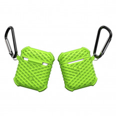 Силиконовый чехол с линиями для Apple Airpods (зеленый)