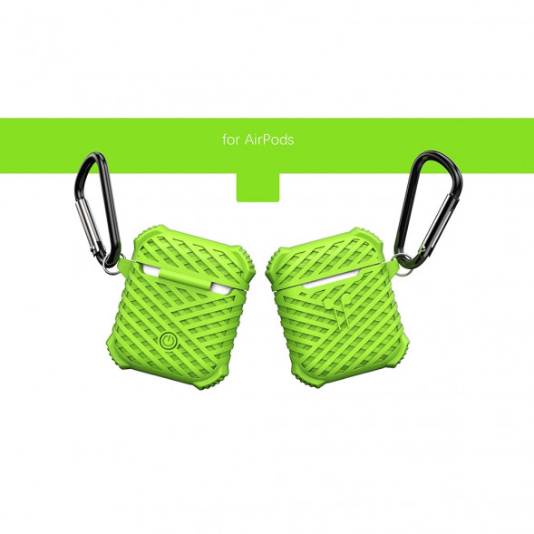 Силиконовый чехол с линиями для Apple Airpods (зеленый)