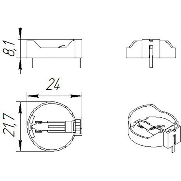 BH642 CR2032 Батарейный отсек на 1xCR2032