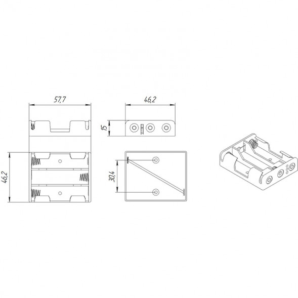 BH331 AA 3x1 (BH616) Батарейный отсек на проводе