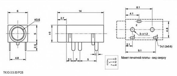 TKX3-3.5-30 PCB jack гнездо Audio Jack на плату