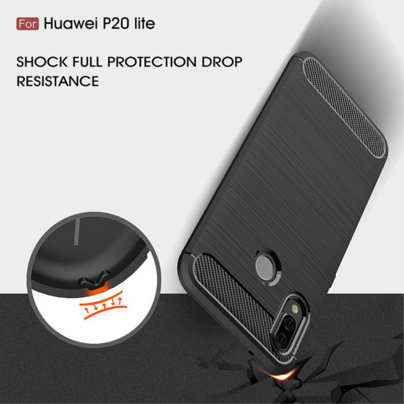 Чехол Carbon Fibre для Huawei P20 Lite, nova 3e (серый)