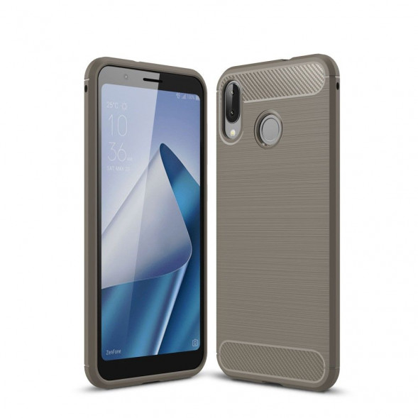 Чехол накладка Carbon Fibre для Asus ZenFone Max M1 ZB555KL (серый)