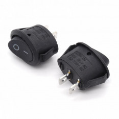 Переключатель овальный ON-OFF 6A 250V 2Pin (черная клавиша)