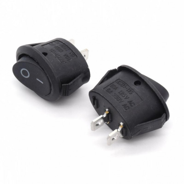Переключатель овальный ON-OFF 6A 250V 2Pin (черная клавиша)