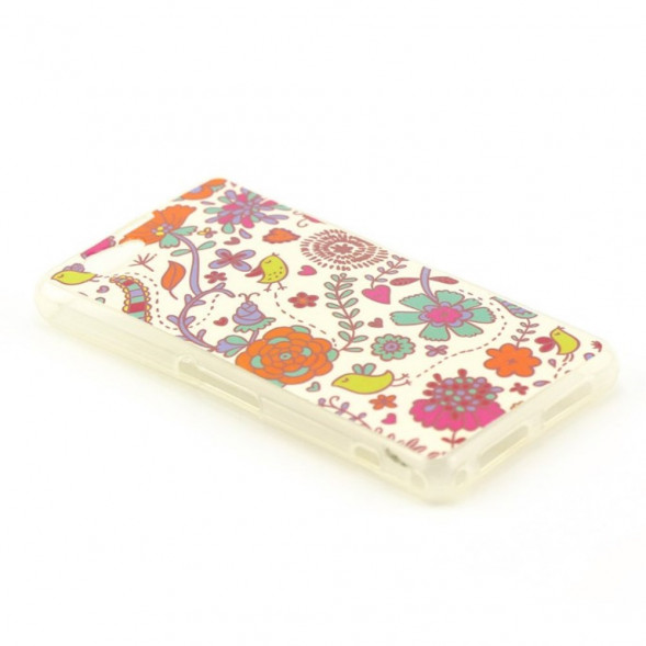 TPU Чехол накладка с рисунком для Sony Xperia Z1 Compact D5503 (Птицы и цветы)