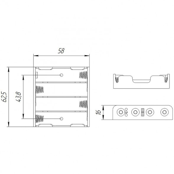 BH341 AA 4x1 (BH605) Батарейный отсек на проводе