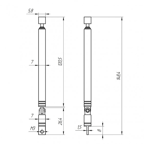 AST-9 D7mm S7 140-630mm телескопическая антенна