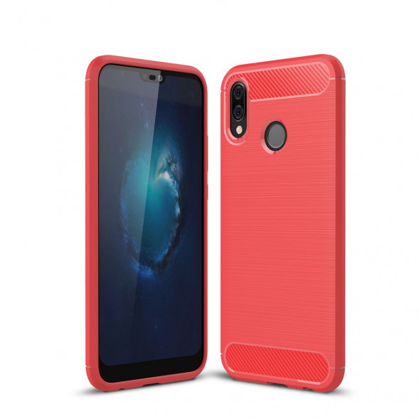 Чехол Carbon Fibre для Huawei P20 Lite, nova 3e (красный)