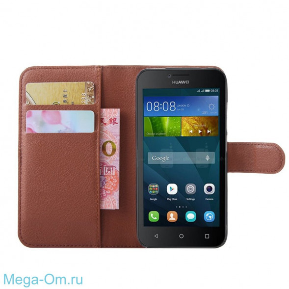 Чехол с визитницей для Huawei Y5 (Y560-U02) (коричневый)