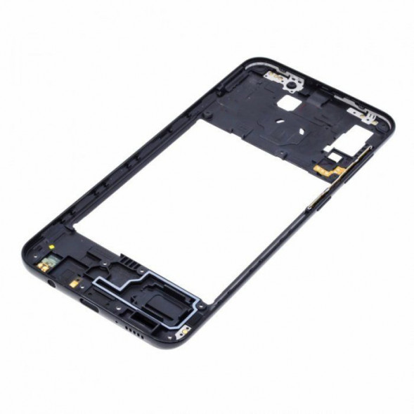 Рамка дисплея для Samsung A205 Galaxy A20 средняя часть корпуса (Черная)