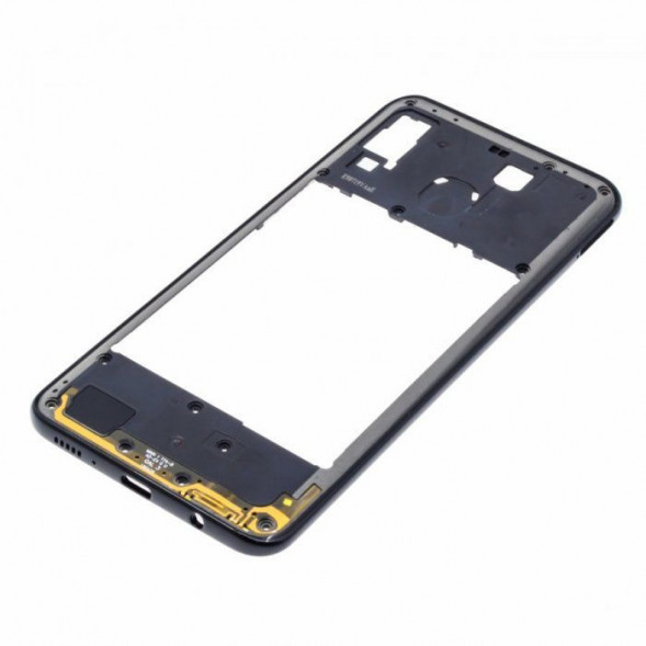 Рамка дисплея для Samsung A205 Galaxy A20 средняя часть корпуса (Черная)