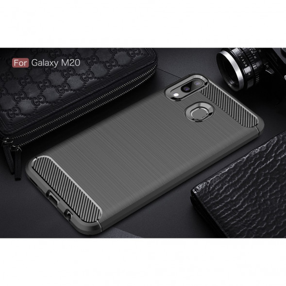 Чехол Carbon Fibre для Samsung Galaxy M20 (черный)