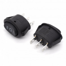 Переключатель овальный ON-OFF-ON 6A 250V 3Pin (черная клавиша)