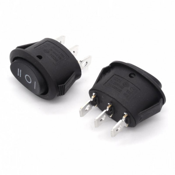 Переключатель овальный ON-OFF-ON 6A 250V 3Pin (черная клавиша)