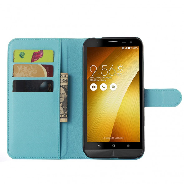 Чехол книжка с визитницей для Asus Zenfone Zoom ZX551ML ZX550 (Голубой)
