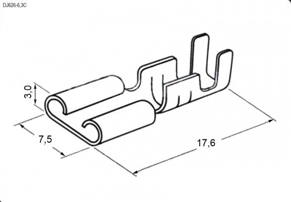 DJ626-6.3C Наконечник плоский неизолир (10 штук)