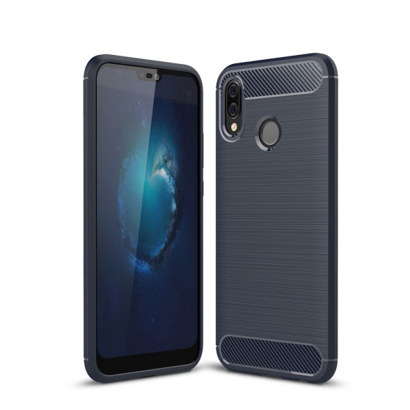 Чехол Carbon Fibre для Huawei P20 Lite, nova 3e (темно-синий)