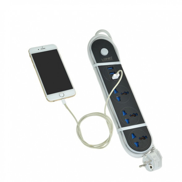 Фильтр-удлинитель LDNIO SC3301 с USB выходом для зарядки 3.1A