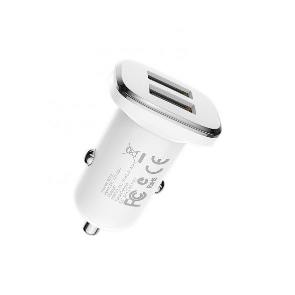 Автомобильное зарядное устройство Borofone BZ12 Lasting с двумя USB (белый)