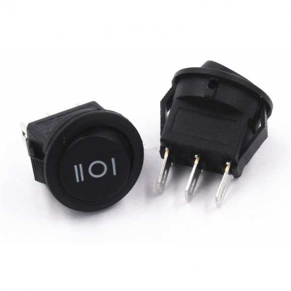 Переключатель круглый 16мм ON-OFF-ON 3A 250V 3Pin (черная клавиша)