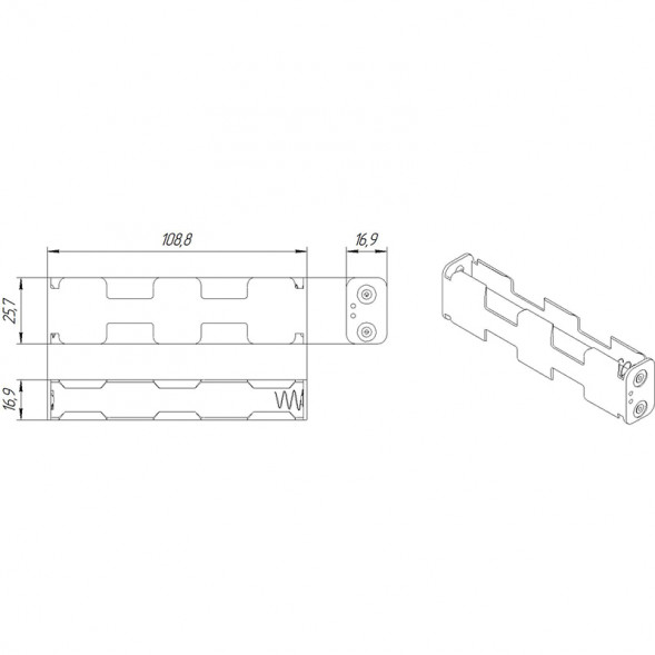 BH342 AA 2x2 (BH606) Батарейный отсек на проводе