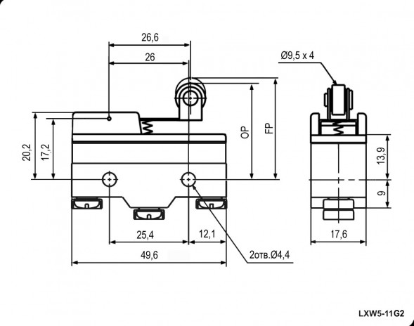 Z-15GW22-B 15A 250VAC Микропереключатель
