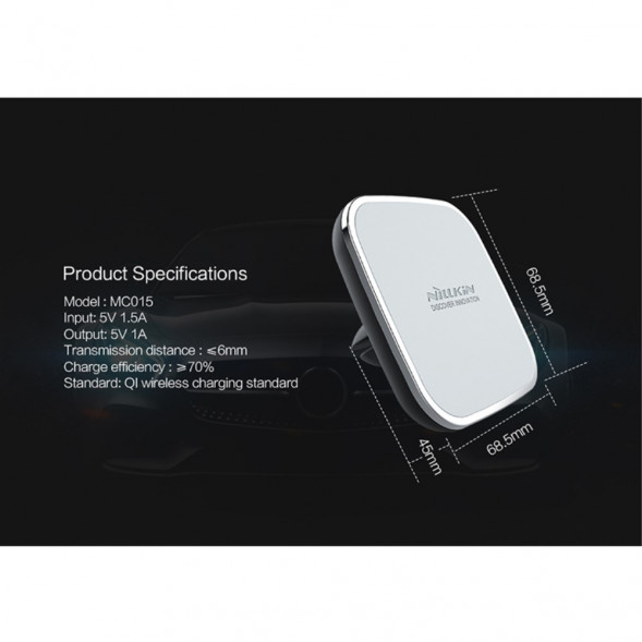Автомобильное магнитное беспроводное зарядное устройство для Samsung (Белый)