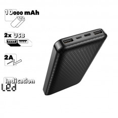 Внешний аккумулятор Borofone BJ3 Minimalist 10000mAh, 2хUSB, 2A, LED (черный)