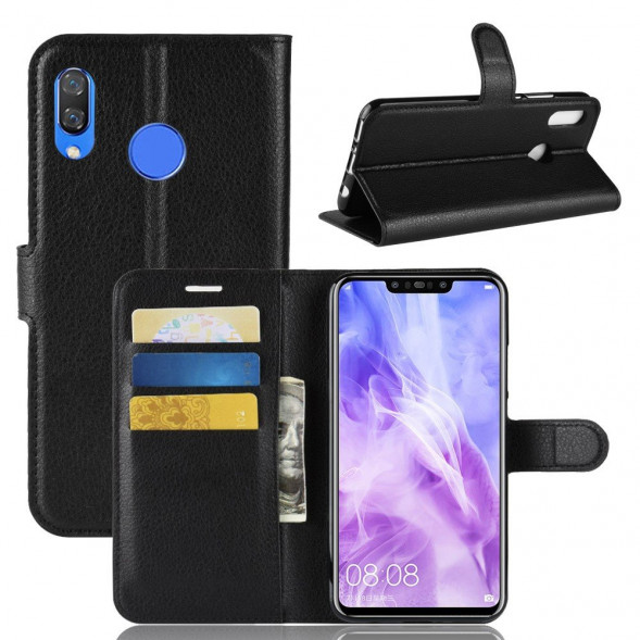 Чехол книжка с визитницей для Huawei Nova 3 (черный)