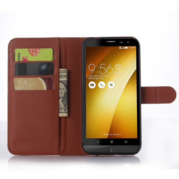 Чехол книжка с визитницей для Asus Zenfone Zoom ZX551ML ZX550 (Коричневый)