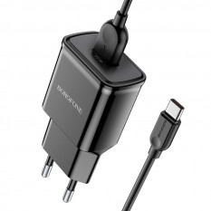 Сетевое зарядное Borofone BA59A QC3.0 быстрая зарядка с кабелем Type-C (черный)