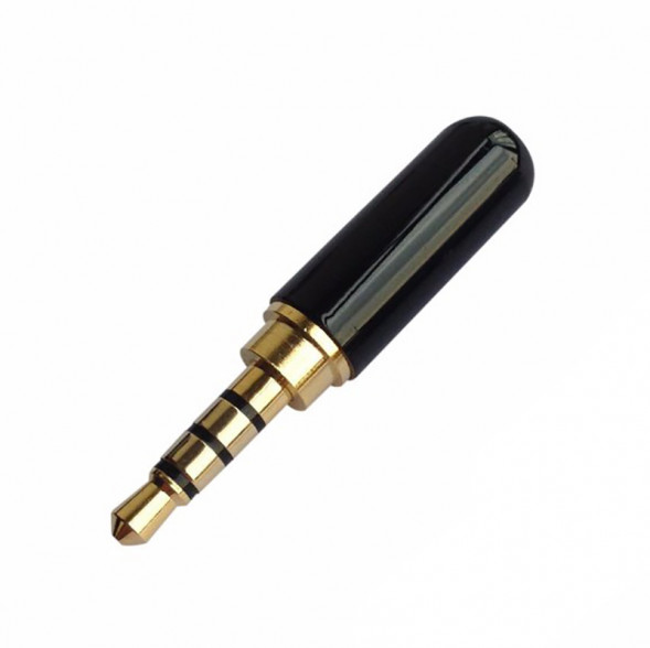 Штекер Audio Jack стерео 3.5мм 4 контакта, металлический корпус (черный)