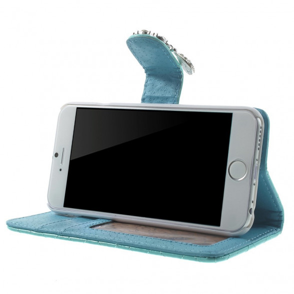 Кожанный чехол-кошелек для iPhone 6 / 6S (голубой)