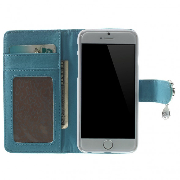 Кожанный чехол-кошелек для iPhone 6 / 6S (голубой)