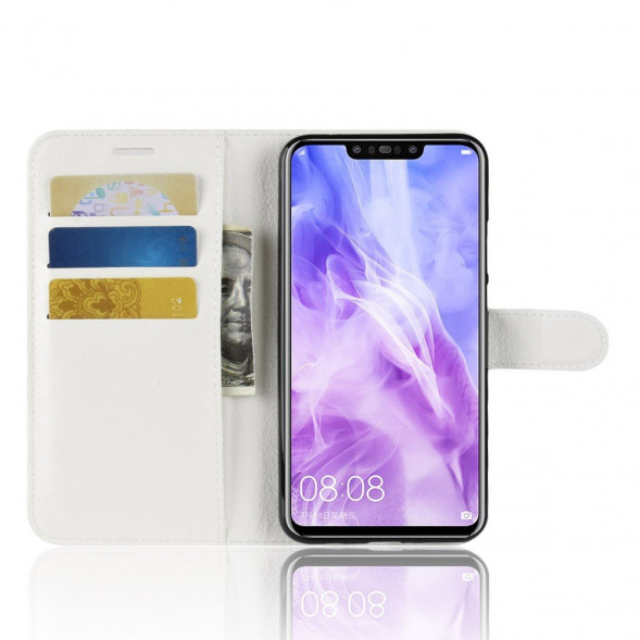 Чехол книжка с визитницей для Huawei Nova 3 (белый)