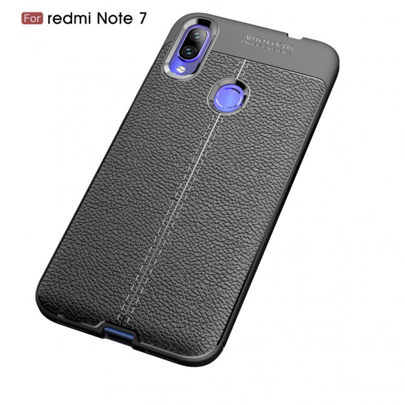 Чехол Litchi Grain для Xiaomi Redmi Note 7, Redmi Note 7 Pro (черный)