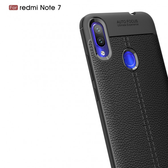 Чехол Litchi Grain для Xiaomi Redmi Note 7, Redmi Note 7 Pro (черный)