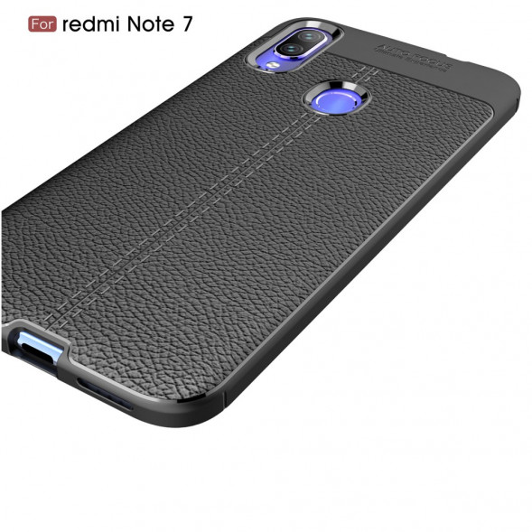 Чехол Litchi Grain для Xiaomi Redmi Note 7, Redmi Note 7 Pro (черный)