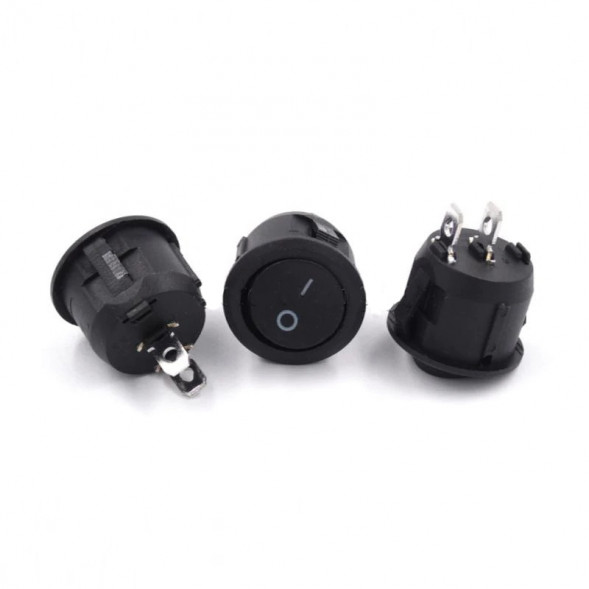 Переключатель круглый 23мм ON-OFF 6A 250V 2Pin (черная клавиша)