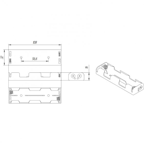 BH344 AA 2x2 Батарейный отсек на проводе
