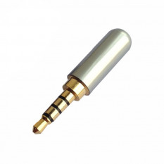 Штекер Audio Jack стерео 3.5мм 4 контакта, металлический корпус (серебро)