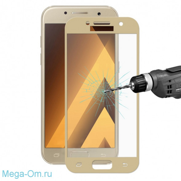 3D Защитное стекло для Samsung Galaxy A3 2017 A320F Leiwei (золото)