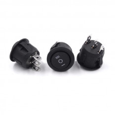 Переключатель круглый 23мм ON-OFF-ON 6A 250V 3Pin (черная клавиша)