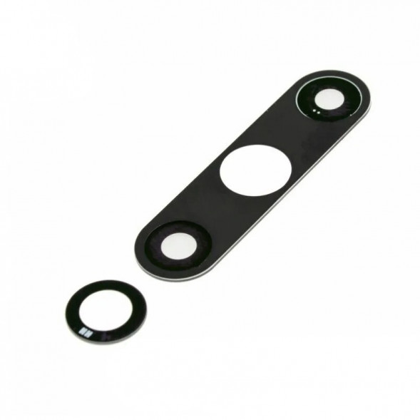 Стекло задней камеры для Xiaomi Mi 10 (без рамки) (комплект 2 шт.) (Черный)