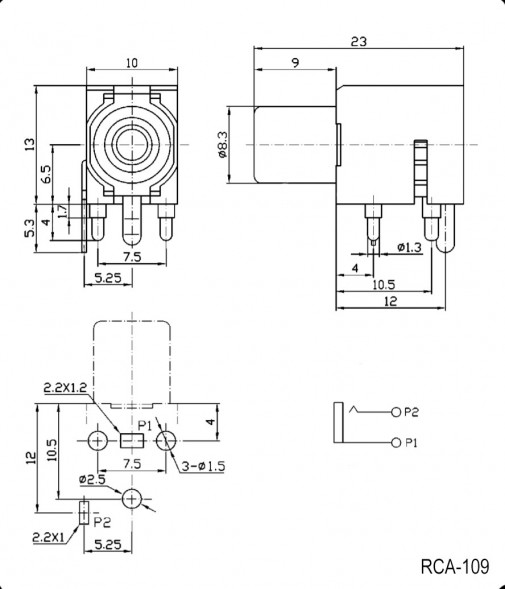 RCA-109 PCB jack black гнездо Audio Jack на плату